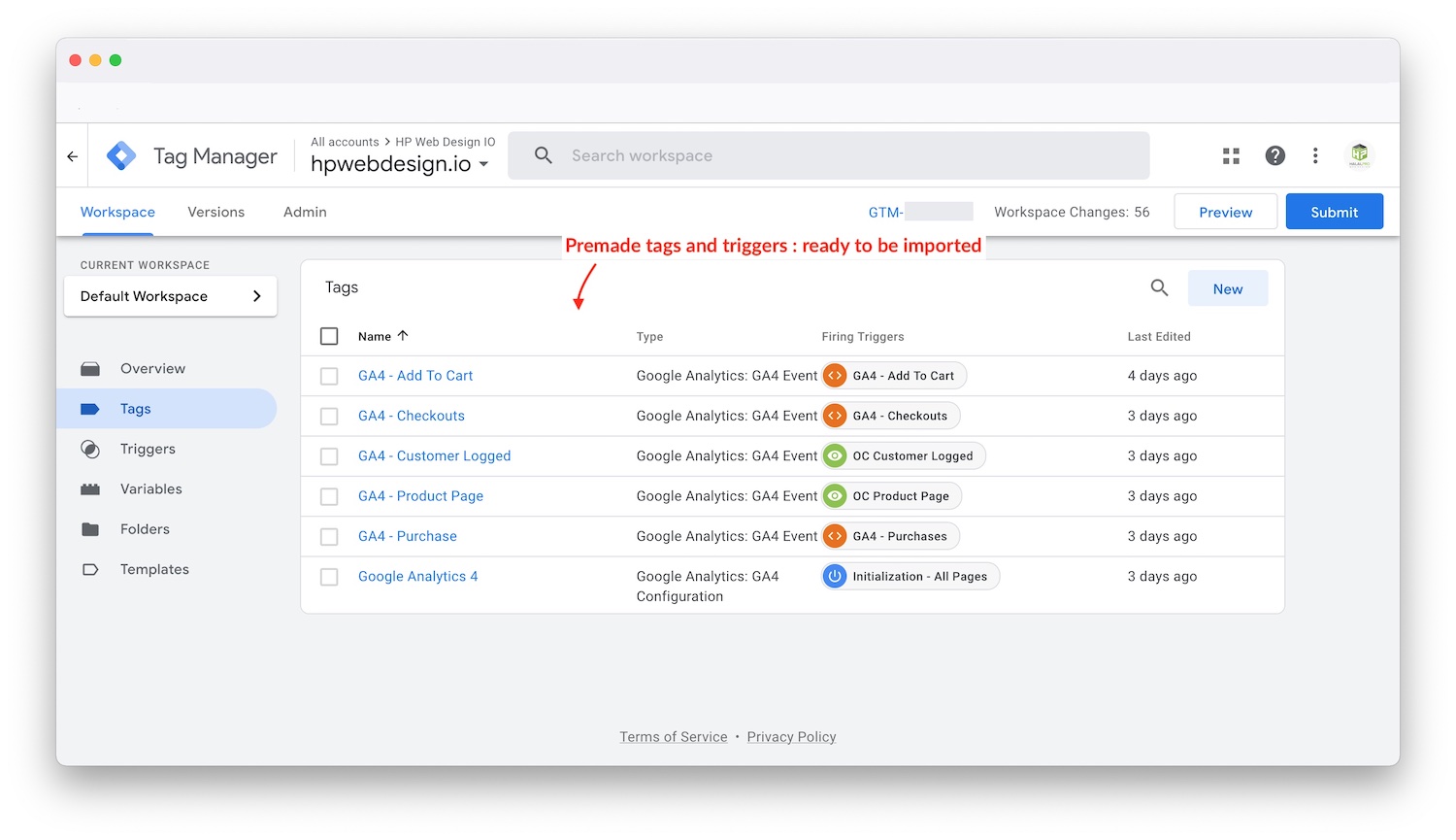 google tag manager integration with google analytic setting opencart